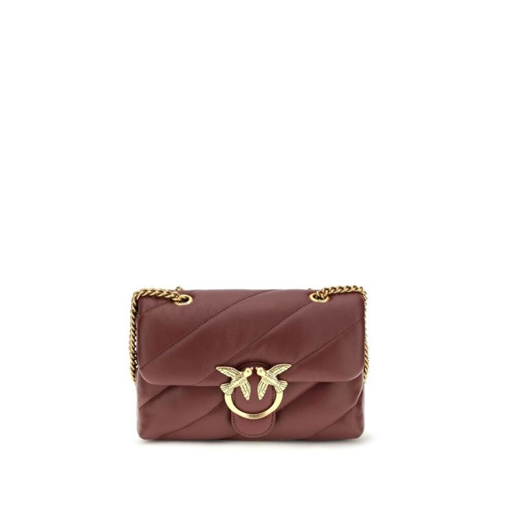 PINKO Bordeaux Calf Leather Bos Taurus Shoulder Women's Bag